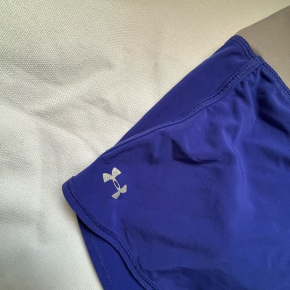 Under Armour Gray and Blue Athletic Shorts Performance Design - Picture 4 of 7